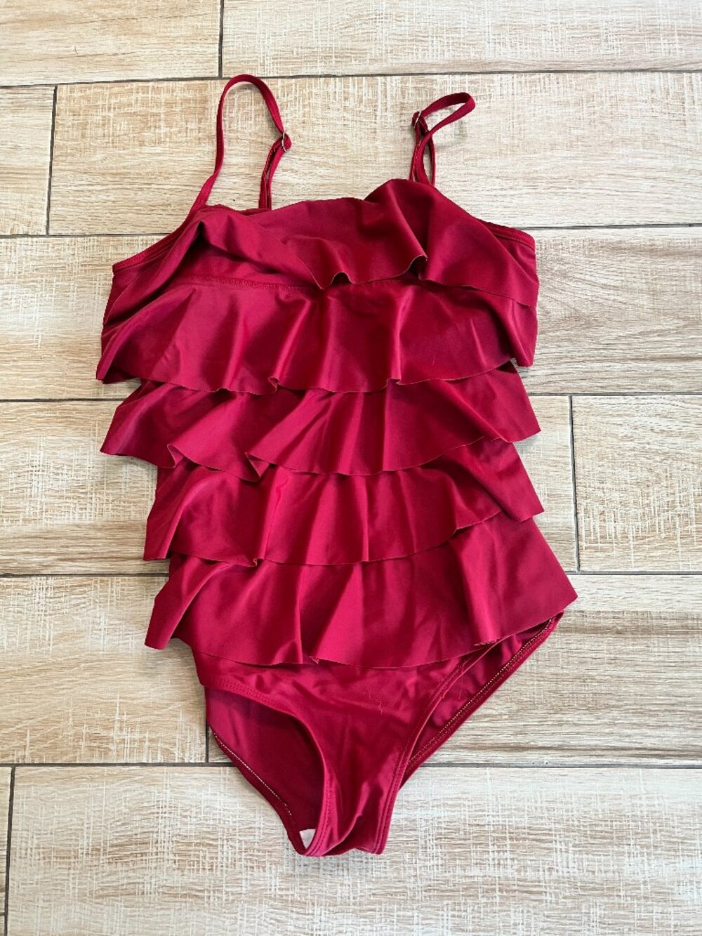 Womens Maxmoda Red Ruffle One Piece Swimsuit - S